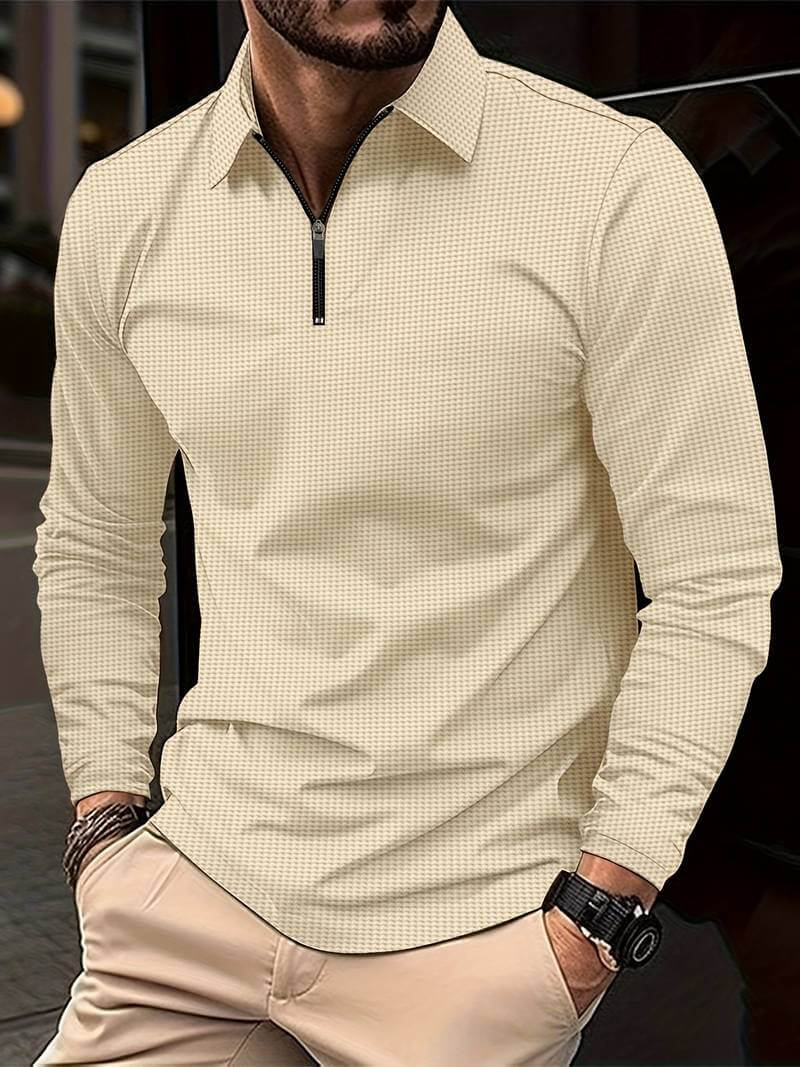 Heren Wafelshirt Lange Mouwen V-Hals Casual Kleding