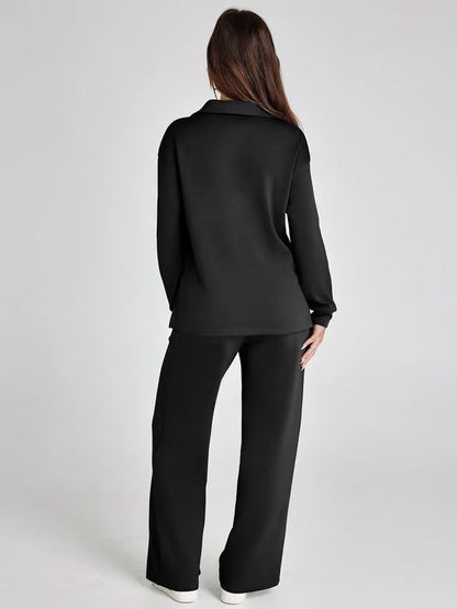 Dames Sweater Set met Wijde Broek - Zacht en Warm voor Herfst en Winter
