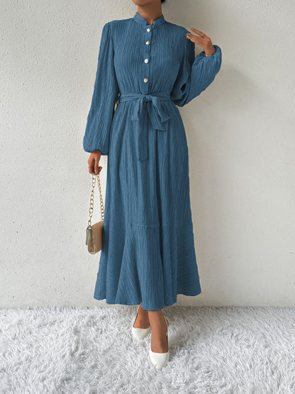 Vrouwenjurk Lange Mouwen met Taille Accent