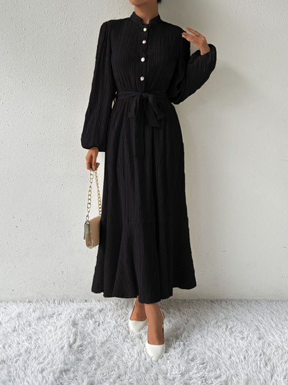 Vrouwenjurk Lange Mouwen met Taille Accent