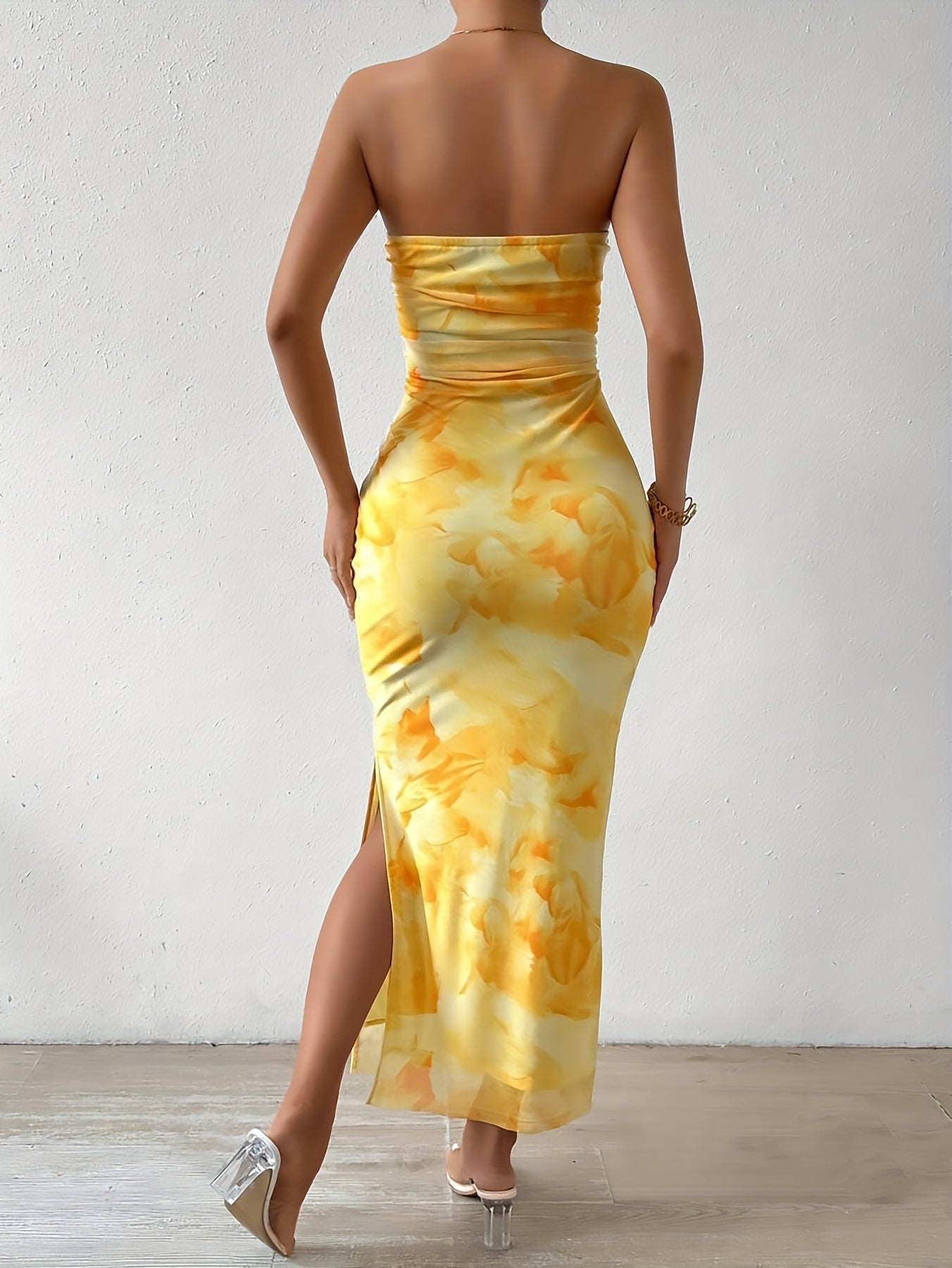 Strapless Gala Avondjurk Zwart Hoge Split Bodycon
