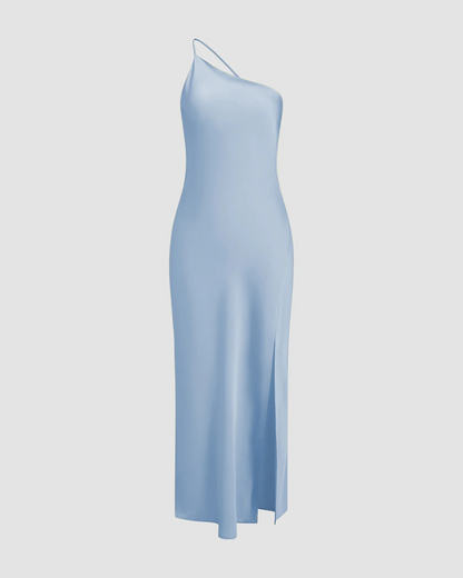 Elegante Avondjurk van Satijn met Hoge Split