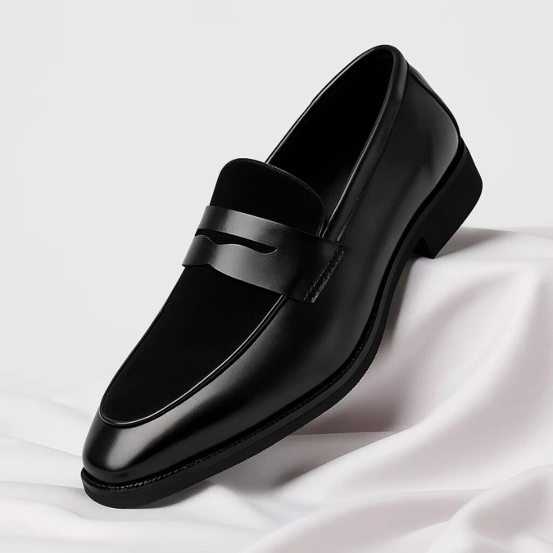Leren Loafers Heren Elegante Instappers Zwart Marconi Stijl