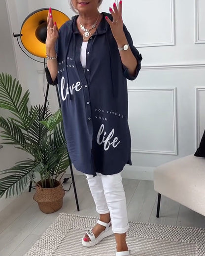 Softshell Jas met Kap Donkerblauw Love Life - StudioMarella