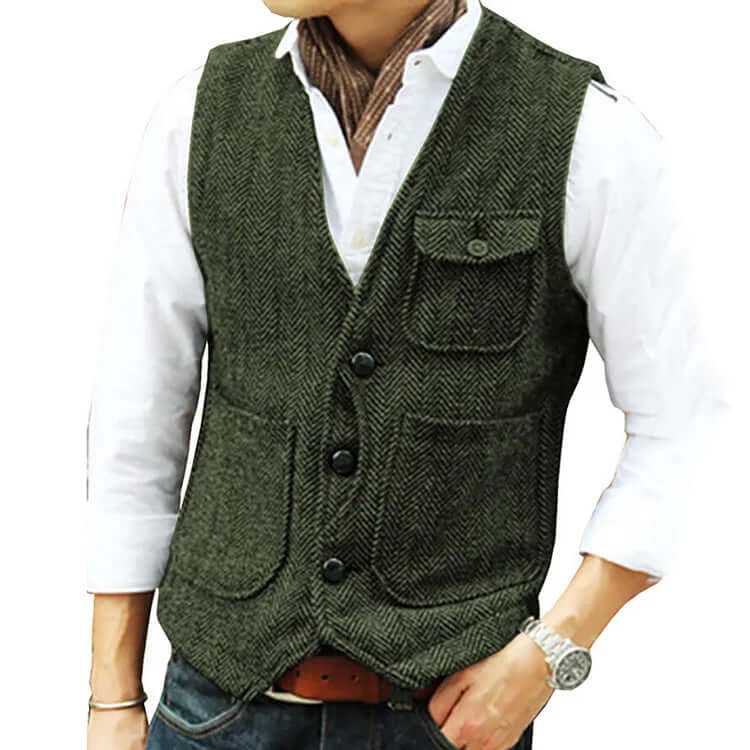 Heren Gilet Kasjmier Look Elegant Enkel Sluiting