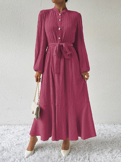 Vrouwenjurk Lange Mouwen met Taille Accent