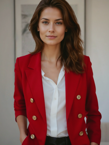 Designer Blazer Heren Getailleerd Dubbele Knopen Luxe Look
