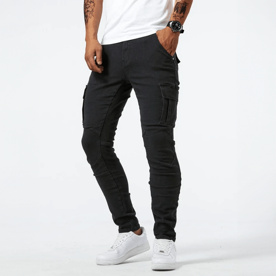 Jeans Cargo Broek in Donkerblauw Denim