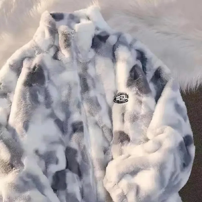 Dames Winterjas Fleece Warm met Halve Col Tie-Dye
