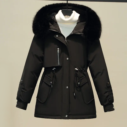 Dames Winterjas Gewatteerd met Bontkraag Warm en Luxe