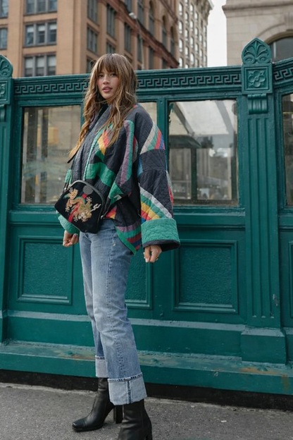 Oversized Tussenjas Dames Multicolor Trendy Stijlvol