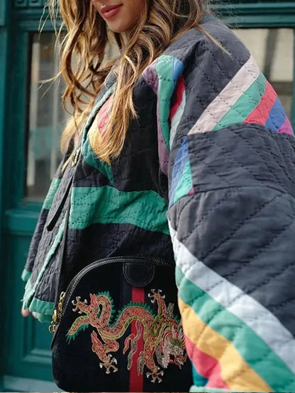 Oversized Tussenjas Dames Multicolor Trendy Stijlvol
