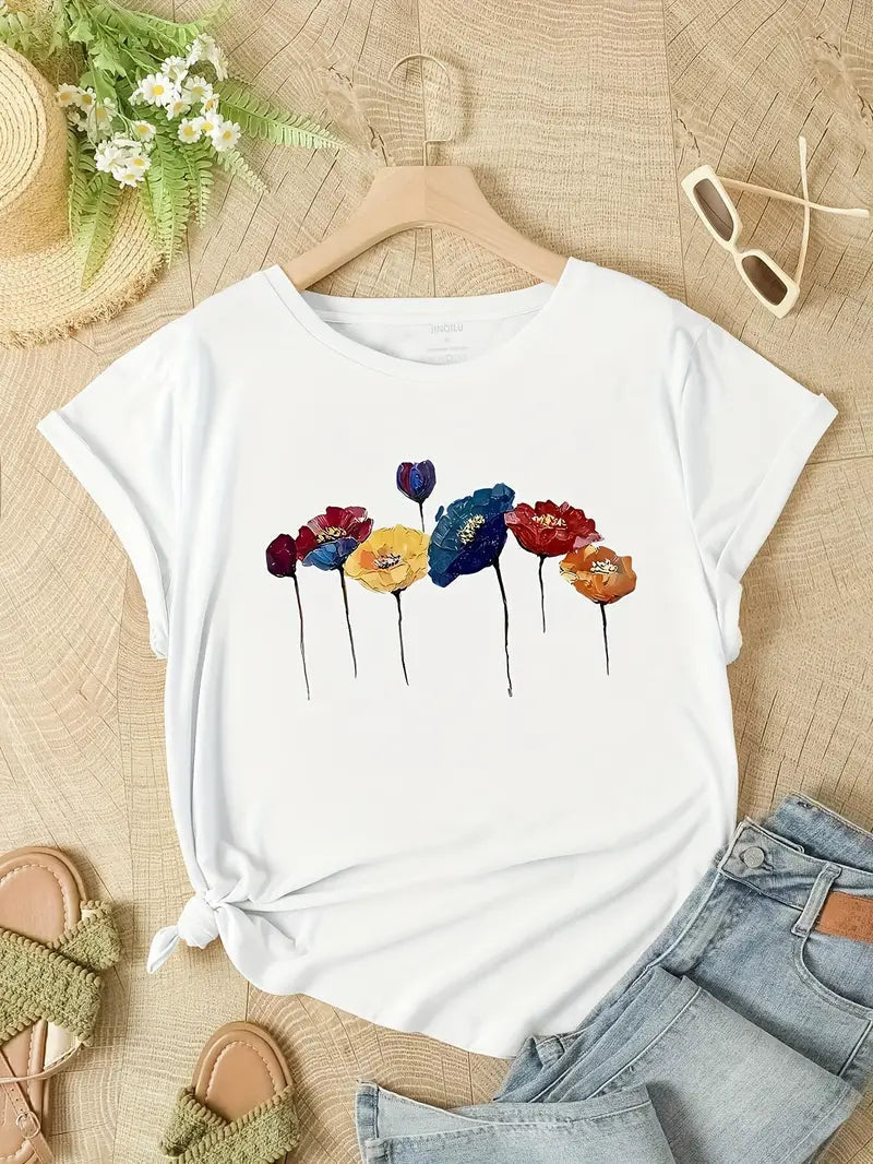 Bloemenprint Shirt Ademend voor Vrouw