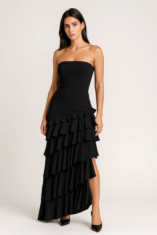 Maxi Jurk Dames Strapless Gelaagde Rok Gala Avondjurk - StudioMarella