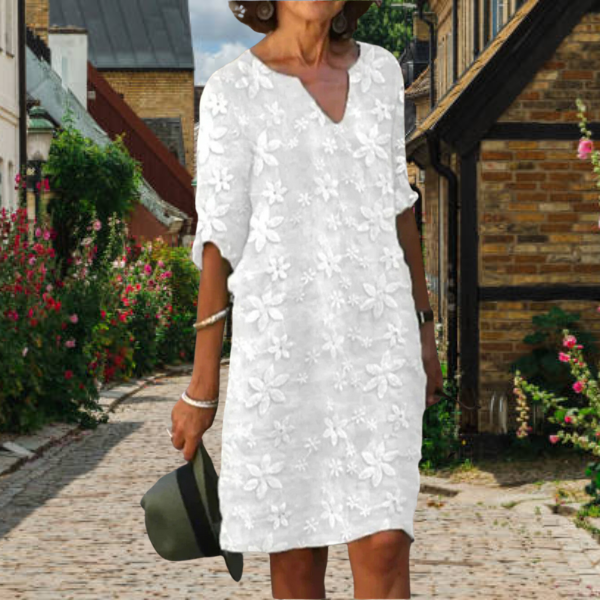 Vrouwelijke Bloemenjurk met V-Hals Comfortabele Zomerjurk - StudioMarella