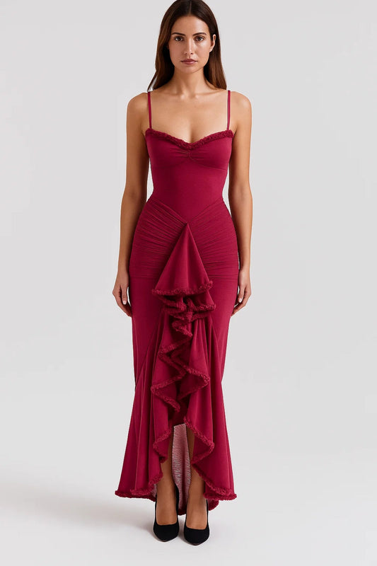 Jurk Dames Maxi Figuuronderscheidend Met Ruches Gala Stijl - StudioMarella