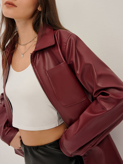 Vegan Leer Jas Retro Stijl Regular Fit