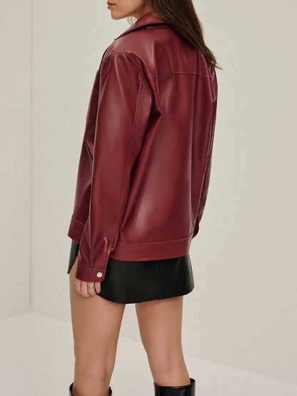 Vegan Leer Jas Retro Stijl Regular Fit