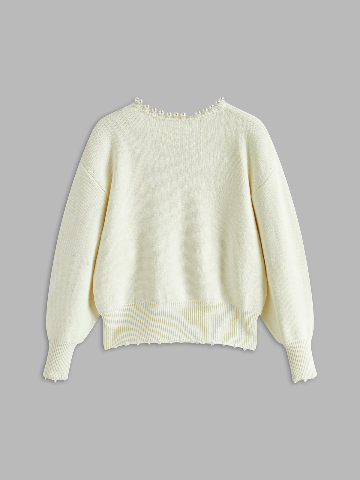 Talicia Cardigan Met Gefranste Rand en Parelmoeren