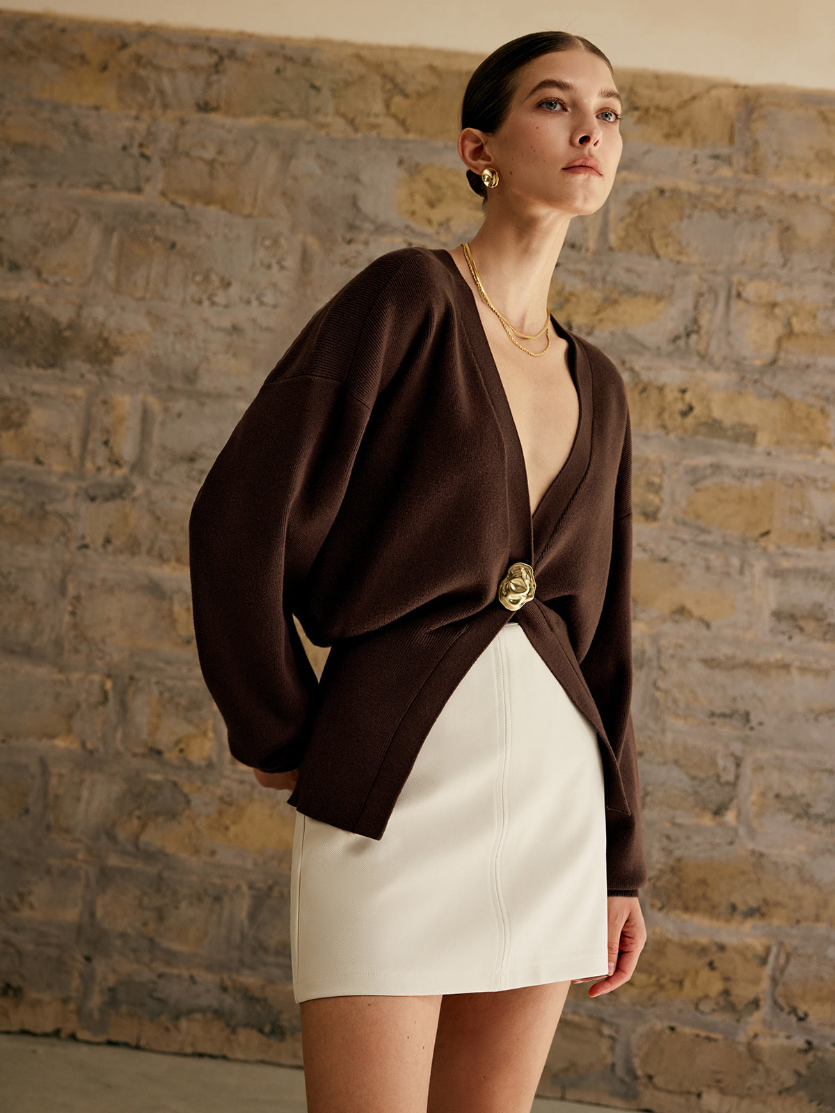 Gouden Knopen Cardigan voor Vrouw
