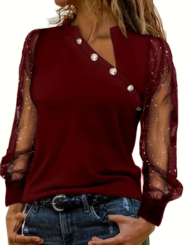 Elegante Blouse Met Enkele Schouder Moderne Vrouwelijke Stijl