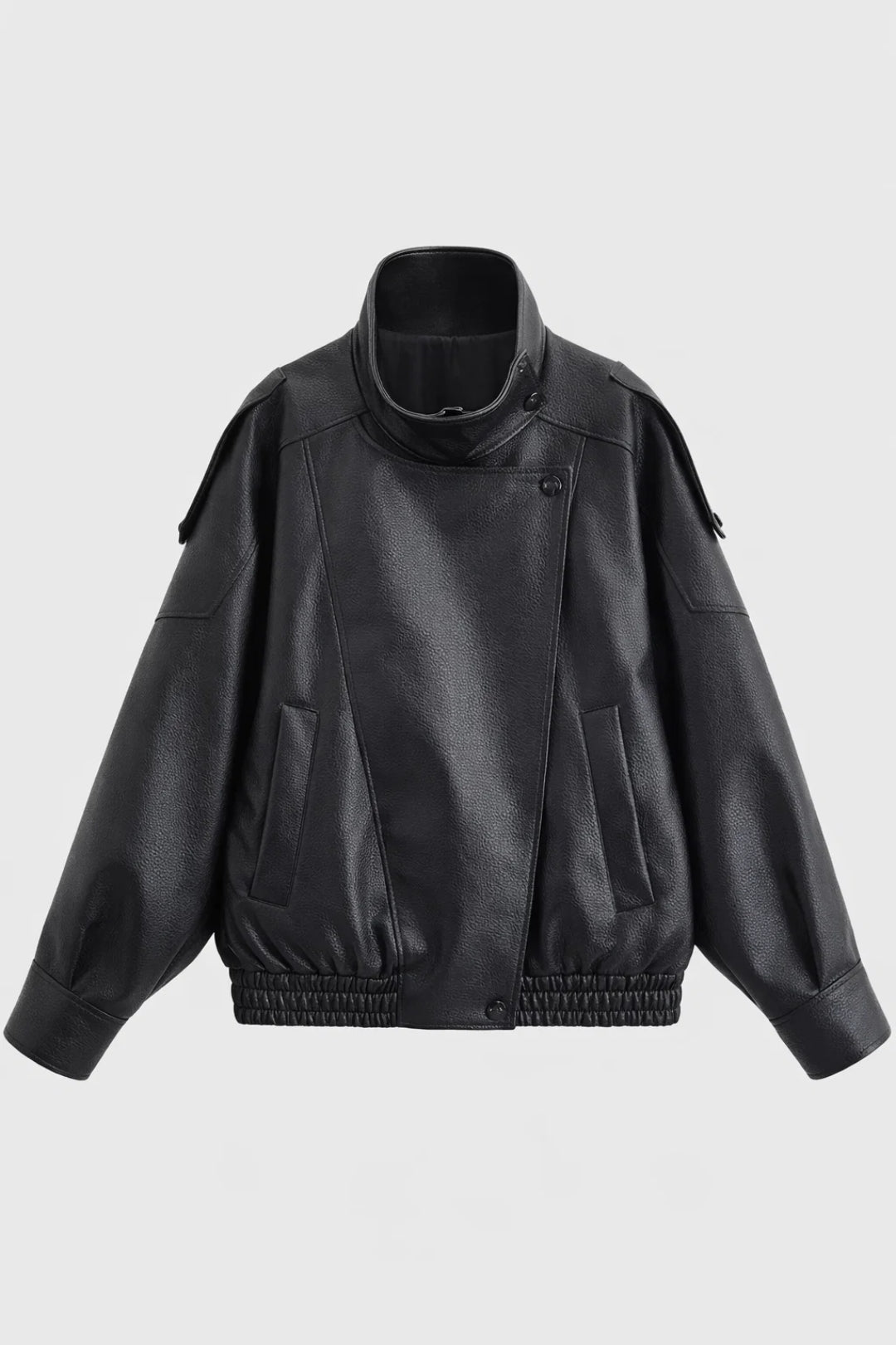 Dames Bikerjas Oversized Met Opstaande Kraag - StudioMarella