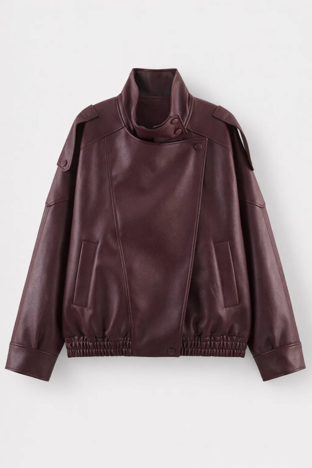 Dames Bikerjas Oversized Met Opstaande Kraag