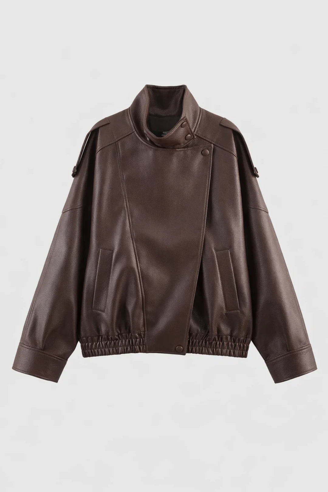 Dames Bikerjas Oversized Met Opstaande Kraag