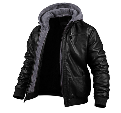 Leren Jas Heren Winter Parka met Capuchon