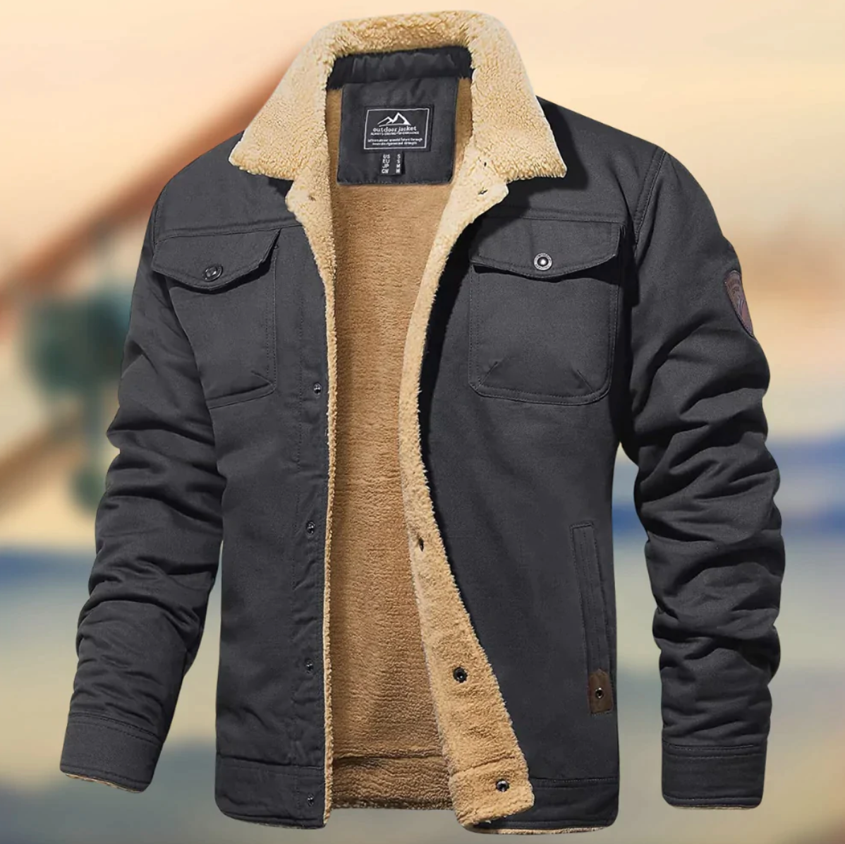 Heren Outdoor Jas Warm Fleece Geïsoleerd Waterdicht