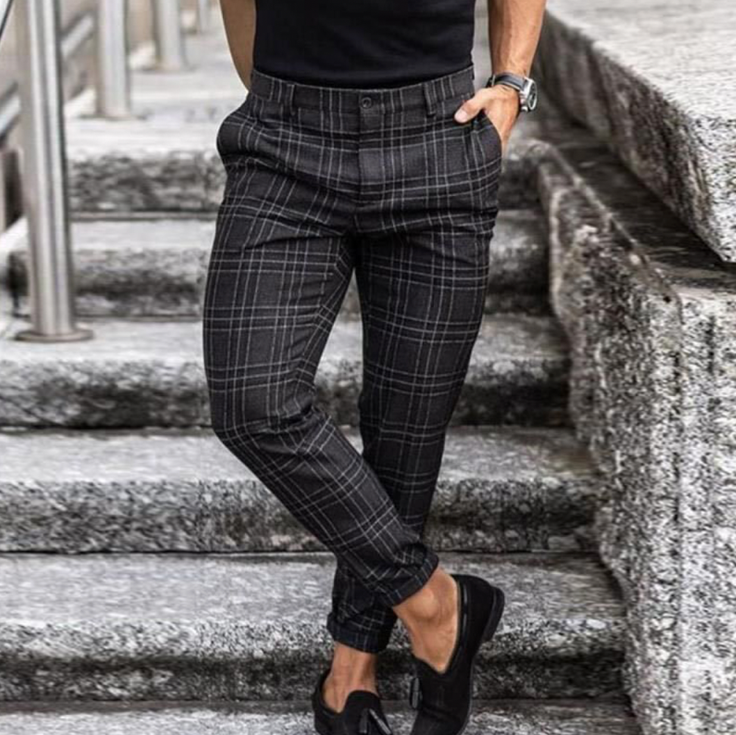 Geruite Herenbroek Stijlvolle Fit Casual Stof - StudioMarella