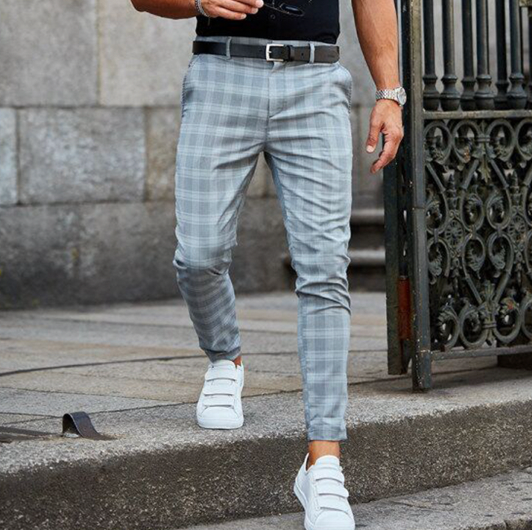Geruite Herenbroek Stijlvolle Fit Casual Stof