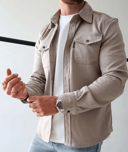 Heren Overshirt Lange Mouw Katoen Jas met Borstzakken - StudioMarella