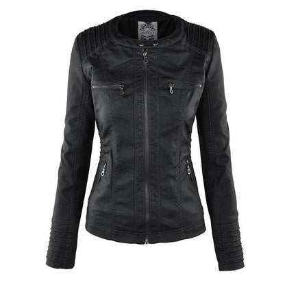 Dames Lederjas Waterdicht met Afneembare Capuchon