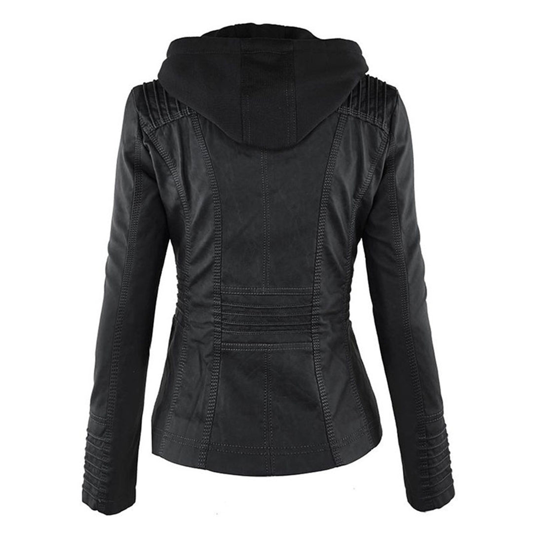 Dames Lederjas Waterdicht met Afneembare Capuchon