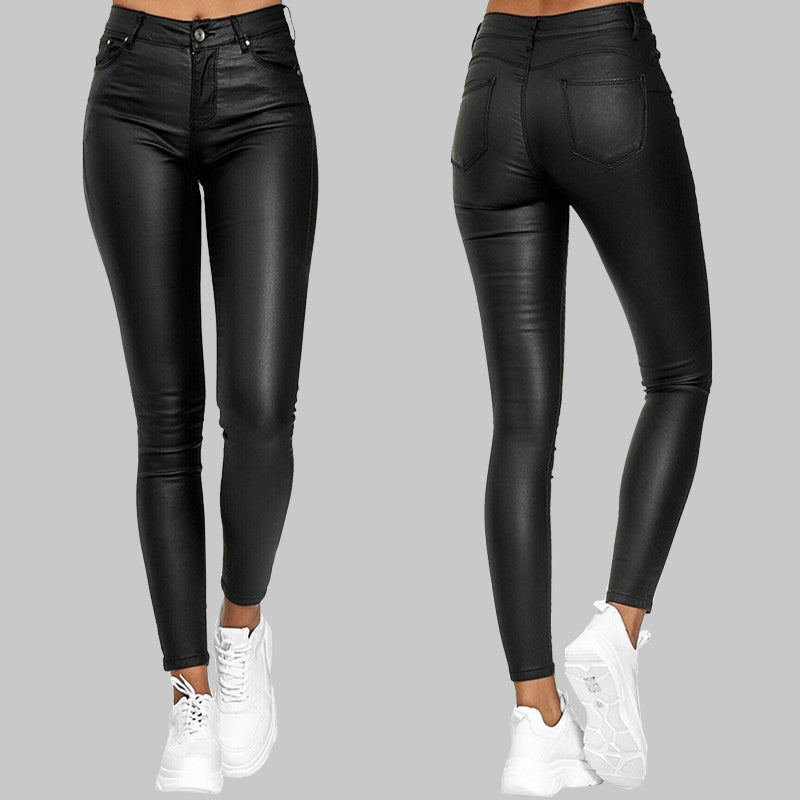 Dames Hoge Taille Broek Zwart Stretch Stof