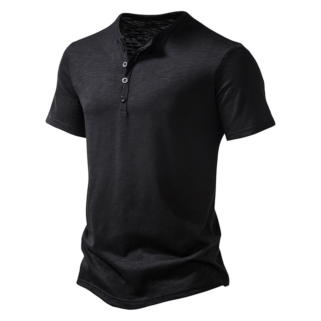 Heren T-Shirt Henley Klassiek Comfortabel