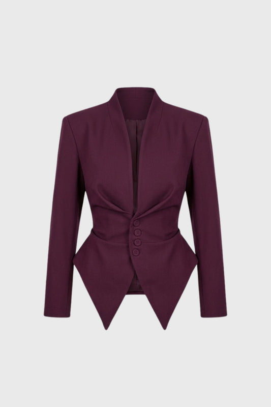 Dames Blazer Getailleerd met Peplum en Diepe V-hals Elegant - StudioMarella