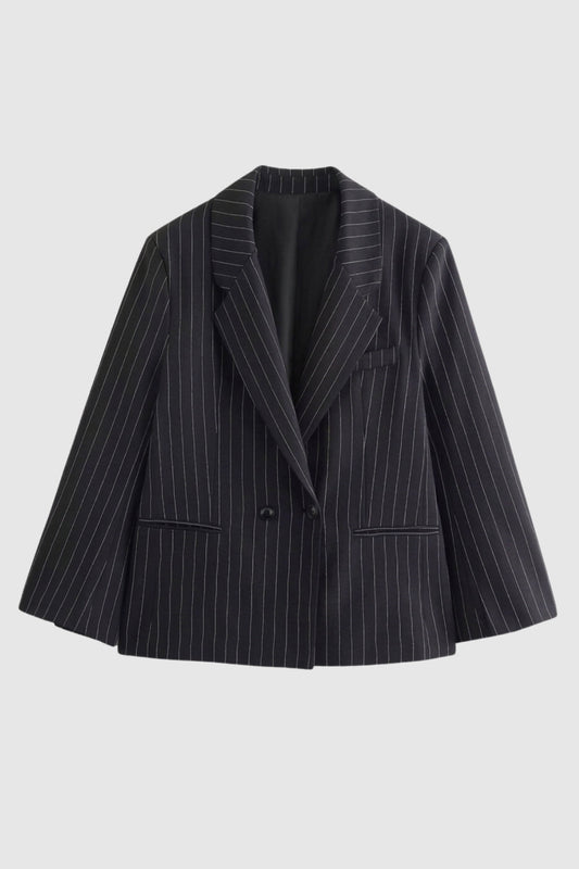 Dames Blazer Oversized Krijgstreep Dubbele Knopen Elegant Stijl - StudioMarella