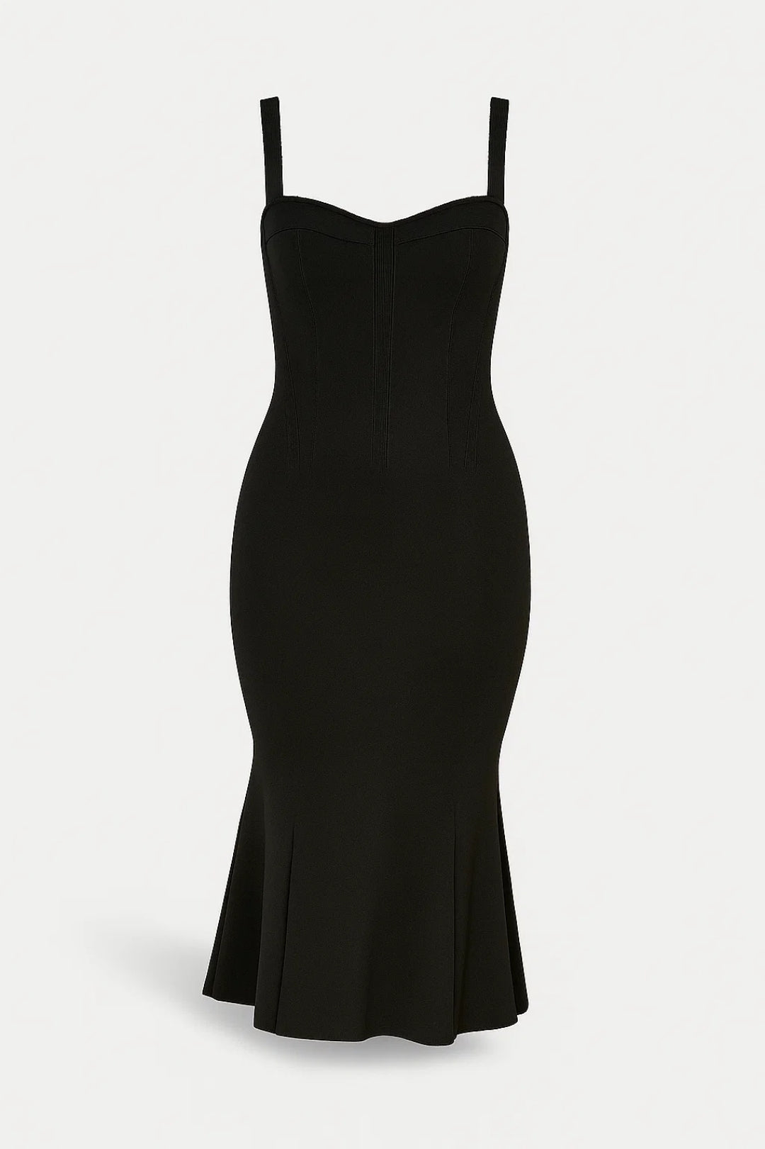 Elegante Midi Jurk Dames Strakke Pasvorm met Uitlopende Zoom - StudioMarella