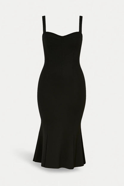 Elegante Midi Jurk Dames Strakke Pasvorm met Uitlopende Zoom - StudioMarella