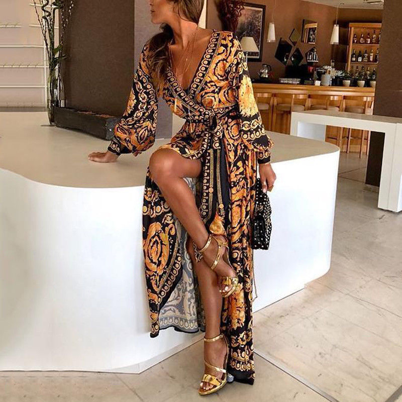 Vrouwelijke Maxi Jurk met Bloemenprint Vintage Stijl - StudioMarella