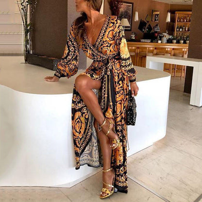 Vrouwelijke Maxi Jurk met Bloemenprint Vintage Stijl - StudioMarella