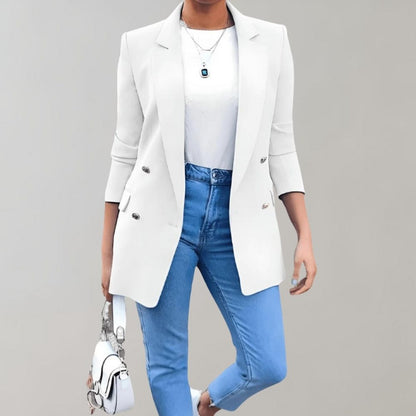 Dames Leren Jasje Elegante Lange Model