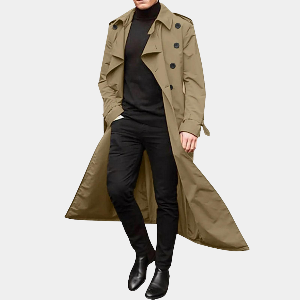Heren Trenchcoat Dubbelrijig met Riemsluiting Klassiek & Waterdicht