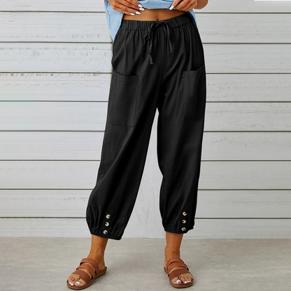 Dames Capri Broek Linnen Luchtige Zomerstijl