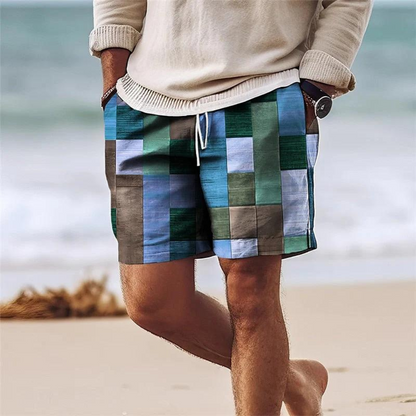 Heren Strandshort Korte Broek Zomerse Patchwork Look