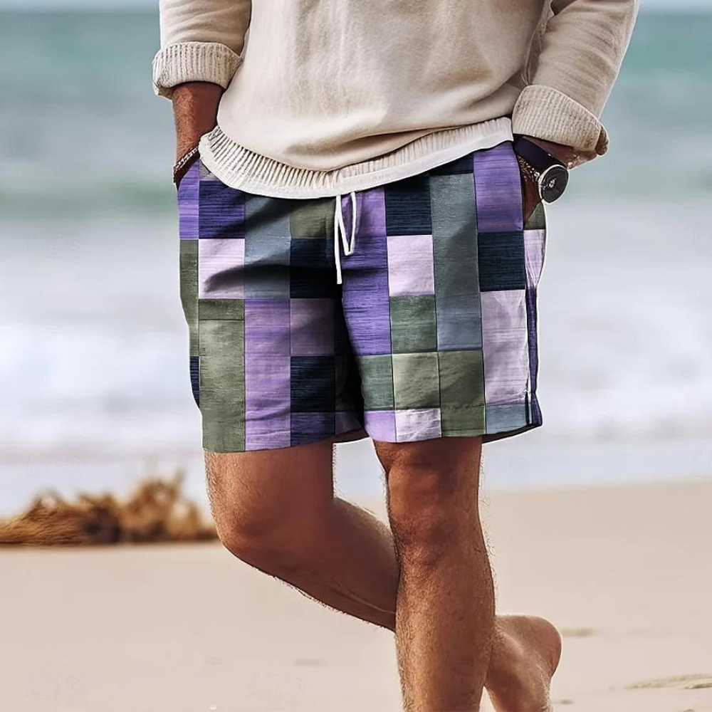 Heren Strandshort Korte Broek Zomerse Patchwork Look