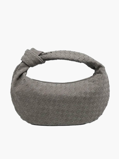 CALORA_ Geweven Suède Handtas Medium met Knoopdetail