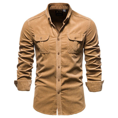 Heren Overhemd van Ribfluweel met Corduroy Stof